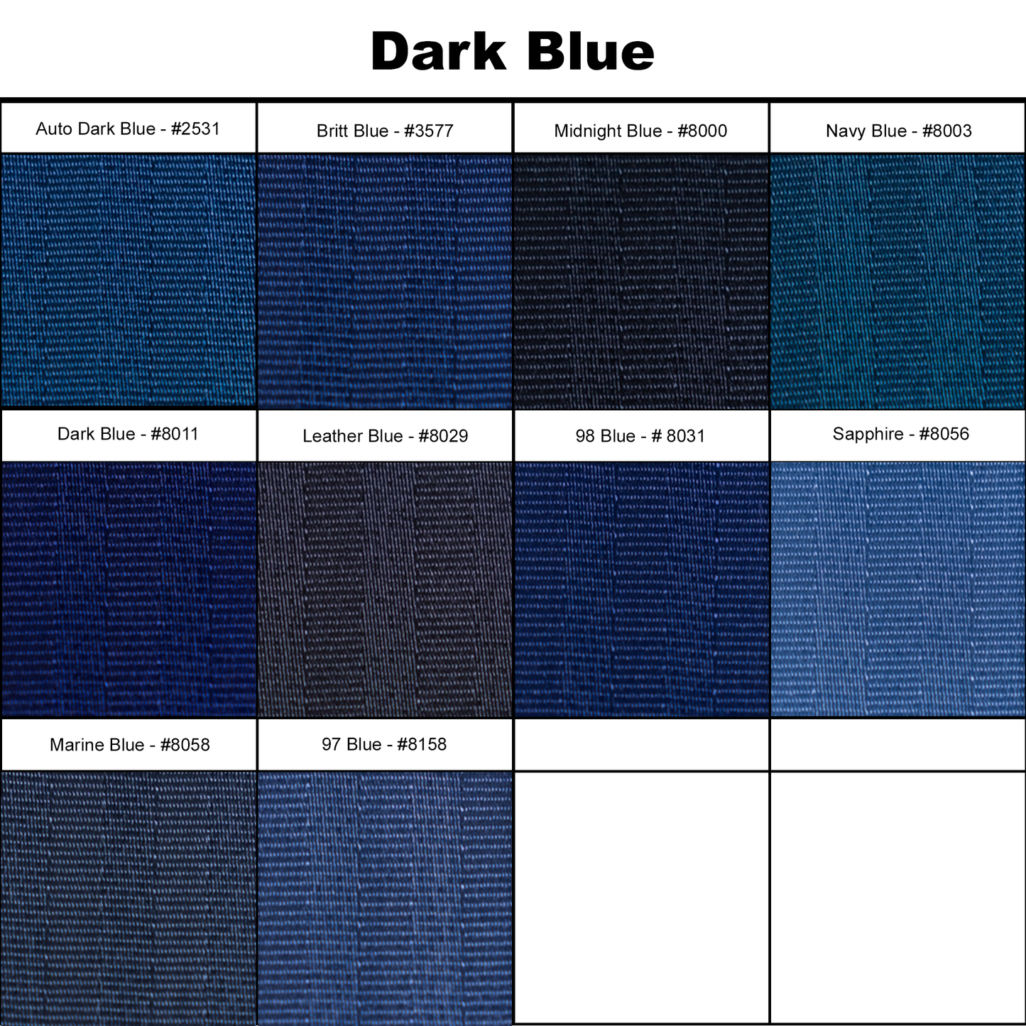Belt Color Swatch Options