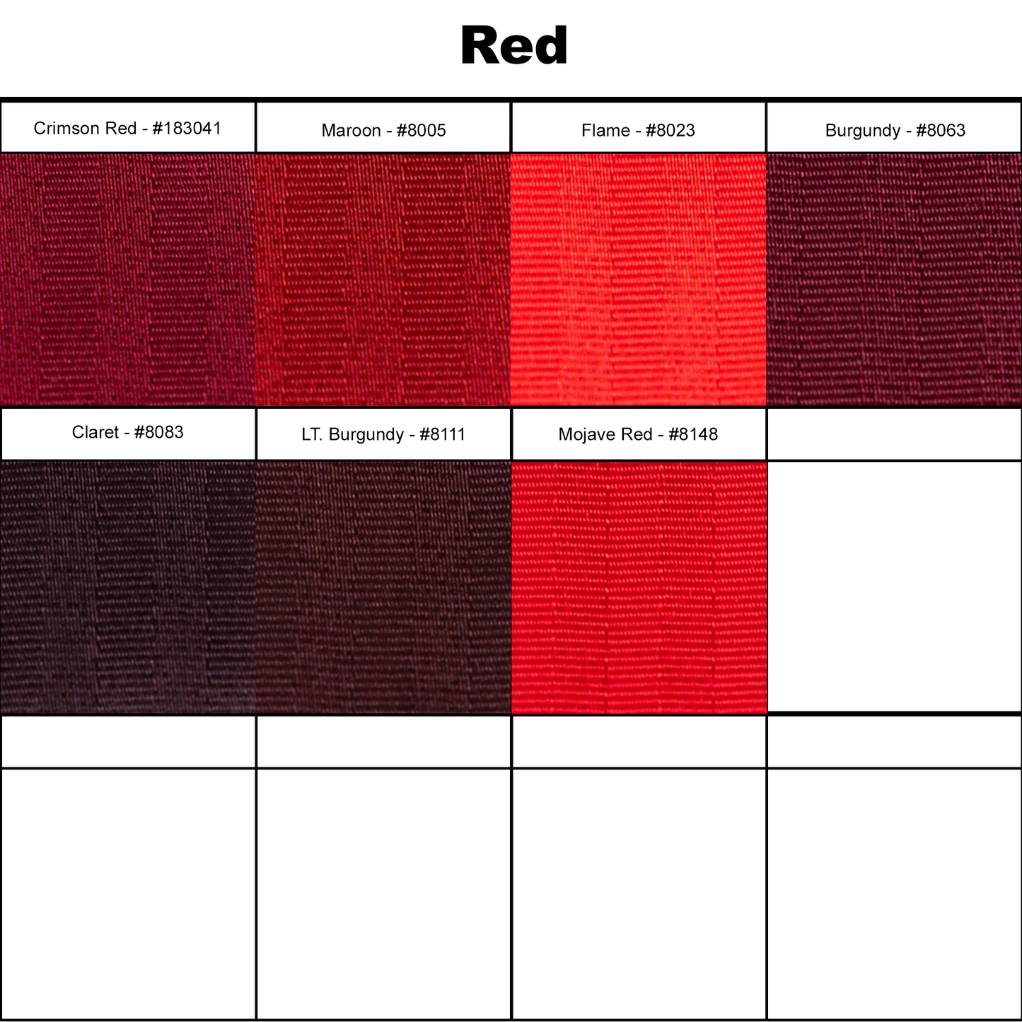 Belt Color Swatch Options